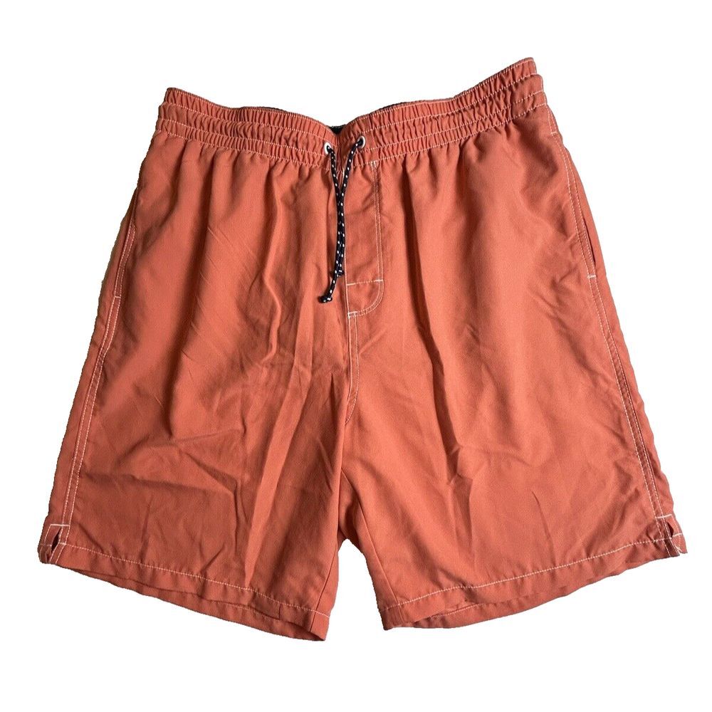 Old Navy Men's Swim Trunks Size L Orange Lined Pool Beach,371